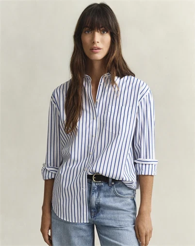 Gant - Rel Classic Stripe Skjorte - Royal Blue